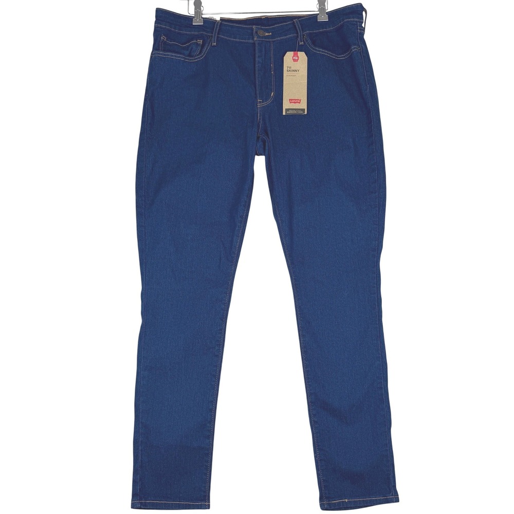 Levi's 711 Skinny Jeans Women 16 (33 x 30) Hypersoft Sculpt Dark Wash Denim